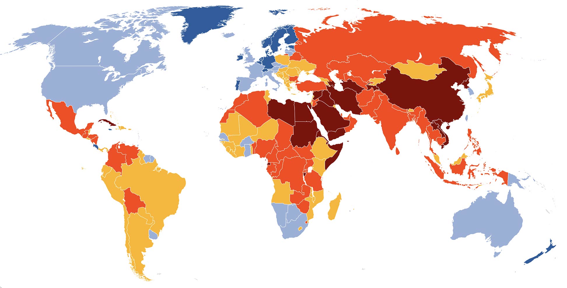 Third world synonym countries on a world map