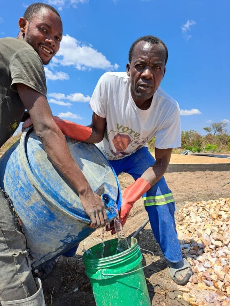 Mixing cement by hand