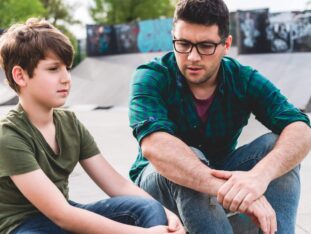 Father and Son Talking